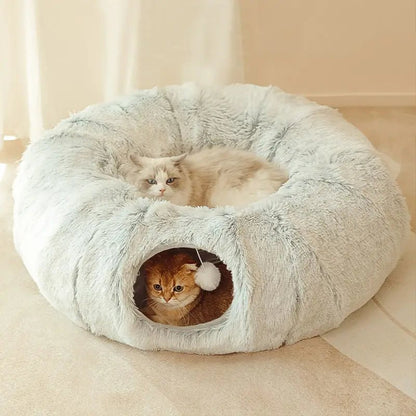 2 In 1 Round Tunnel Cat Beds - PawLuxe