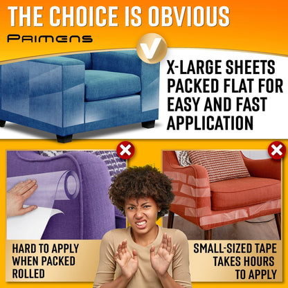 Heavy Duty Cat Scratch Deterrent Furniture Protectors for Sofa Clear 16 Sheets - PawLuxe