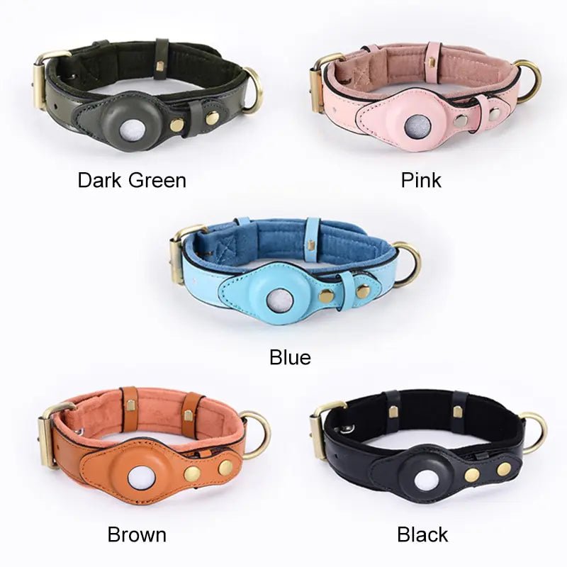 Leather Anti-Lost Dog Collar - PawLuxe