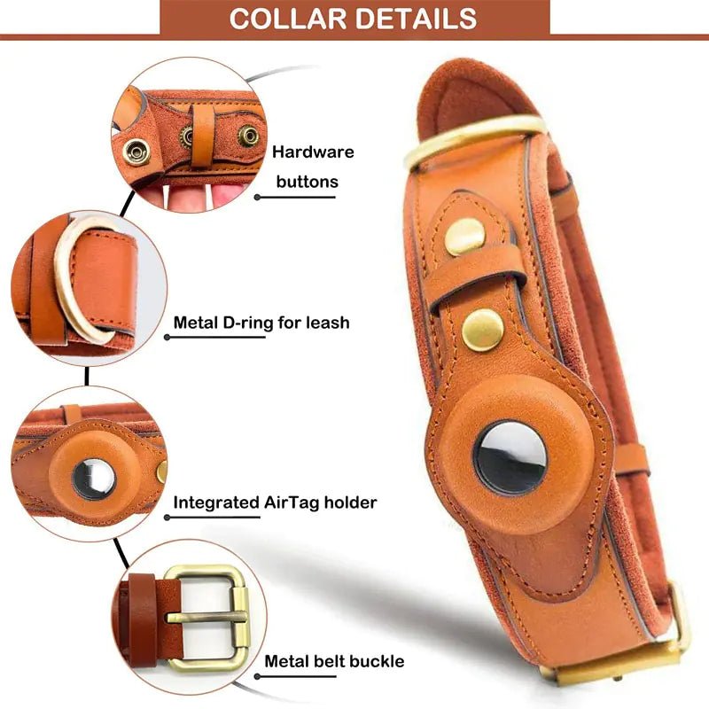Leather Anti-Lost Dog Collar - PawLuxe