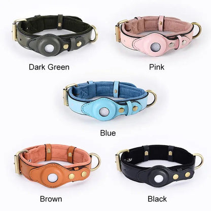 Leather Anti-Lost Dog Collar - PawLuxe